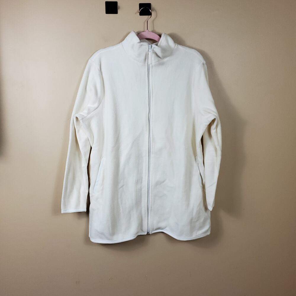 Woman Within Cream Full Zip Fleece Jacket Size 14/16
